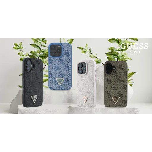  Apple iPhone 16 Pro rózsaszín GUESS eredeti bőr tok 4G Triangle Strass Magsafe GUHCP16LP4TDPP - 9