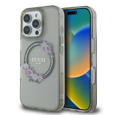  iPhone 16 Pro Fekete Original Case GUESS IML Flowers Wreath Magsafe GUHMP16LHFWFCK tok