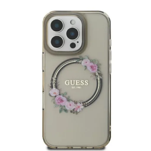  iPhone 16 Pro Fekete Original Case GUESS IML Flowers Wreath Magsafe GUHMP16LHFWFCK tok - 3