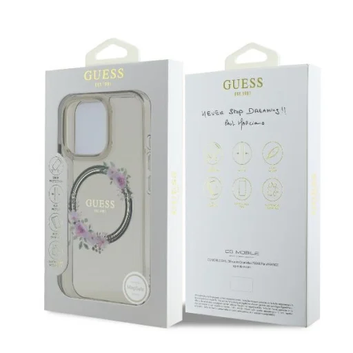  iPhone 16 Pro Fekete Original Case GUESS IML Flowers Wreath Magsafe GUHMP16LHFWFCK tok - 8