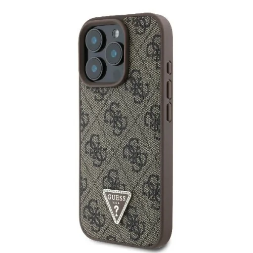  iPhone 16 Pro Max Barna Original Case GUESS hardcase Leather 4G Triangle Strass Magsafe GUHCP16XP4TDPW tok - 2