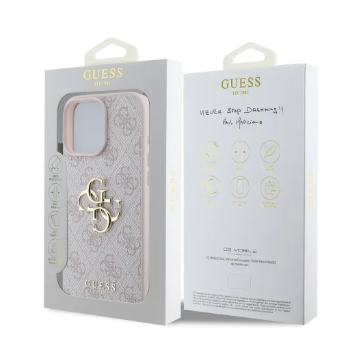  iPhone 16 Pro rózsaszín Guess PU 4G Metal Logo tok - 6