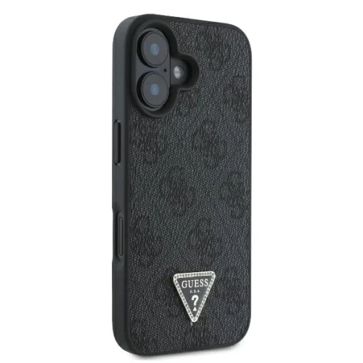  iPhone 16 Fekete Original Case GUESS bőrből készült 4G Triangle Strass Magsafe tok GUHCP16SP4TDPK - 4
