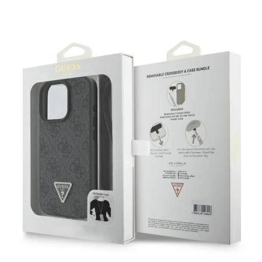  iPhone 16 Pro fekete Original Case GUESS Leather Metal Logo Strass Crossbody GUHCP16LP4TDSCPK tok - 9