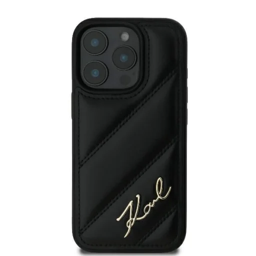  iPhone 16 Pro Fekete Eredeti Pouch KARL LAGERFELD keménytok Steppelt Signature KLHCP16LPQDSMGK tok - 3