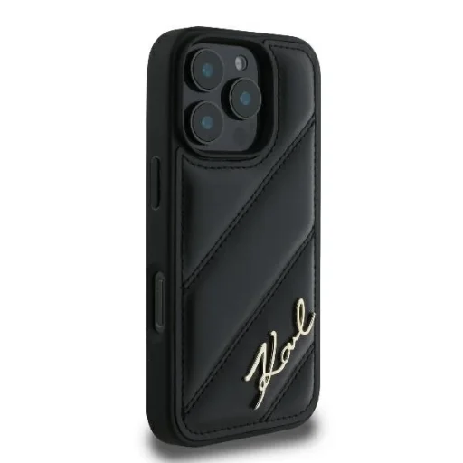  iPhone 16 Pro Fekete Eredeti Pouch KARL LAGERFELD keménytok Steppelt Signature KLHCP16LPQDSMGK tok - 4