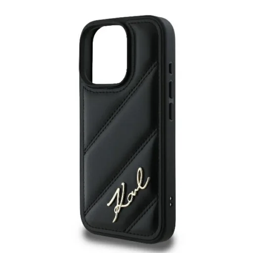 iPhone 16 Pro Fekete Eredeti Pouch KARL LAGERFELD keménytok Steppelt Signature KLHCP16LPQDSMGK tok - 6
