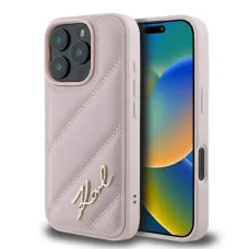  iPhone 16 Pro Pink Eredeti Pouch KARL LAGERFELD keménytok Steppelt Signature KLHCP16LPQDSMGP tok