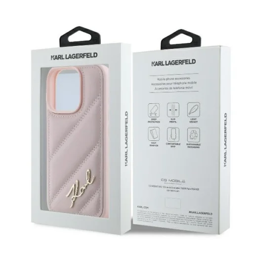  iPhone 16 Pro Pink Eredeti Pouch KARL LAGERFELD keménytok Steppelt Signature KLHCP16LPQDSMGP tok - 8