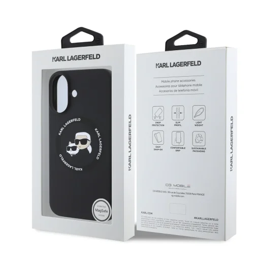  iPhone 16 Fekete Karl Lagerfeld Liquid Silicone K&CH Heads MagSafe tok - 6