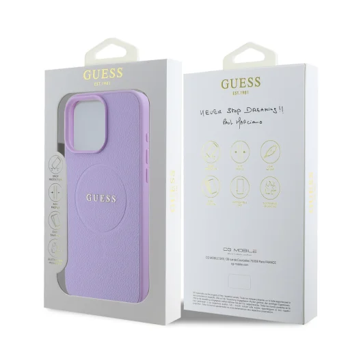  iPhone 16 Pro Max Lila Guess PU Grained Classic Logo MagSafe tok - 6