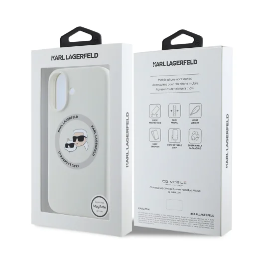  iPhone 16 Bézs Karl Lagerfeld Liquid Silicone K&CH Heads MagSafe tok - 6