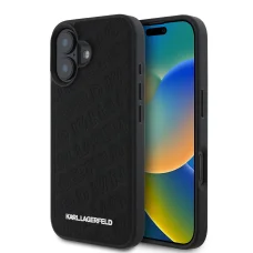  iPhone 16 Fekete Karl Lagerfeld PU Steppelt Mintájú Tok