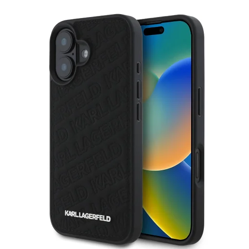  iPhone 16 Fekete Karl Lagerfeld PU Steppelt Mintájú Tok - 1
