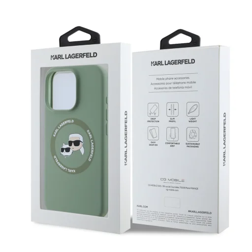  iPhone 16 Pro Kaki Karl Lagerfeld Liquid Silicone K&CH Heads MagSafe tok - 6