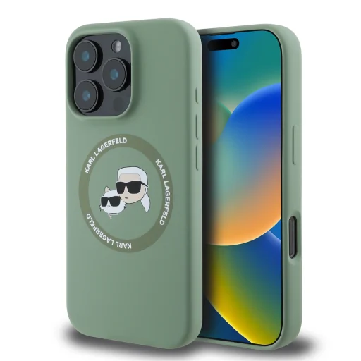  iPhone 16 Pro Kaki Karl Lagerfeld Liquid Silicone K&CH Heads MagSafe tok - 1