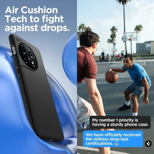  OnePlus 11 5G Matt Fekete Spigen Liquid Air tok - 4