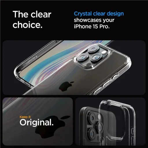  iPhone 15 Pro átlátszó Spigen CRYSTAL HYBRID tok - 3