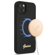 Guess GUHMP13MLSLMGBK iPhone 13 6.1" fekete/fekete keménytok Szilikon Script Arany Logó MagSafe tok