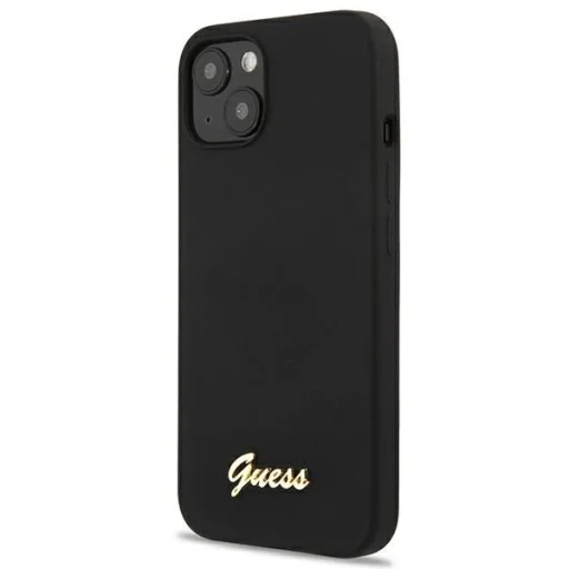 Guess GUHMP13MLSLMGBK iPhone 13 6.1" fekete/fekete keménytok Szilikon Script Arany Logó MagSafe tok - 2