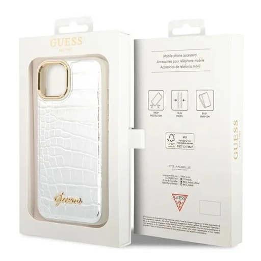 Guess GUHCP14MHGCRHS iPhone 14 Plus 6.7" ezüst / ezüst keménytok Croco Collection tok - 8