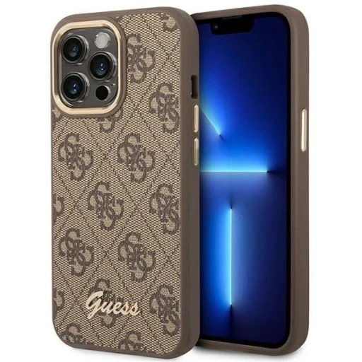 Guess GUHCP14XHG4SHW iPhone 14 Pro Max 6.7" barna/barna kemény tok 4G Vintage Gold Logo tok - 1