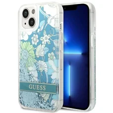 Guess GUHCP14SLFLSN iPhone 14 6.1" zöld / zöld keménytok Flower Liquid Glitter tok