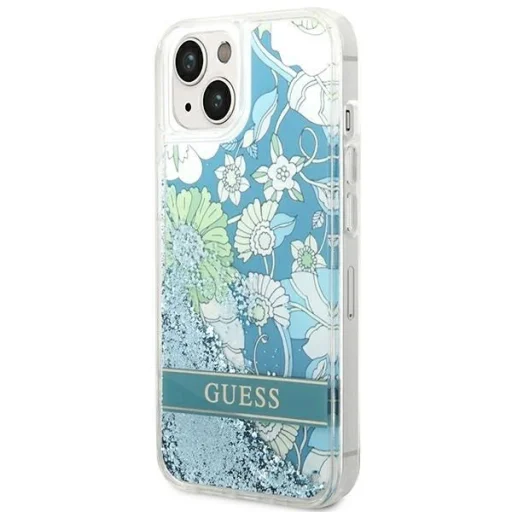 Guess GUHCP14SLFLSN iPhone 14 6.1" zöld / zöld keménytok Flower Liquid Glitter tok - 2