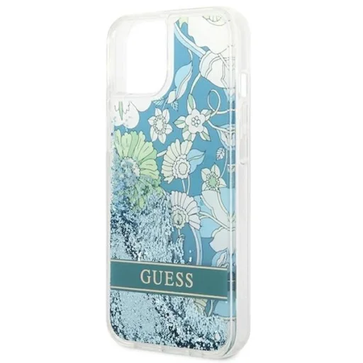 Guess GUHCP14SLFLSN iPhone 14 6.1" zöld / zöld keménytok Flower Liquid Glitter tok - 6