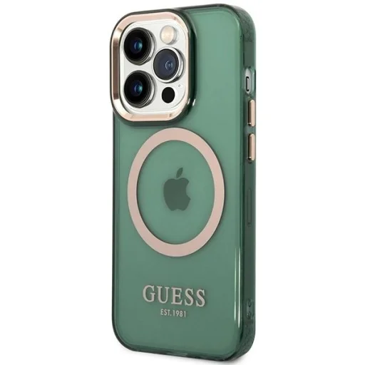 Guess GUHMP14XHTCMA iPhone 14 Pro Max 6.7" green/khaki kemény tok Gold Outline Translucent MagSafe tok - 2