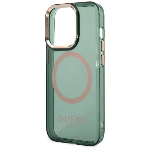 Guess GUHMP14XHTCMA iPhone 14 Pro Max 6.7" green/khaki kemény tok Gold Outline Translucent MagSafe tok - 6