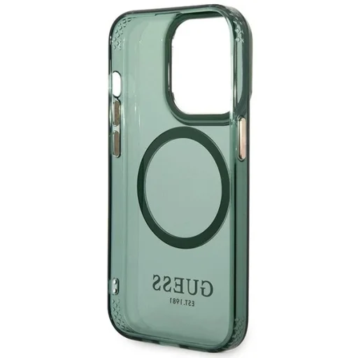 Guess GUHMP14XHTCMA iPhone 14 Pro Max 6.7" green/khaki kemény tok Gold Outline Translucent MagSafe tok - 7
