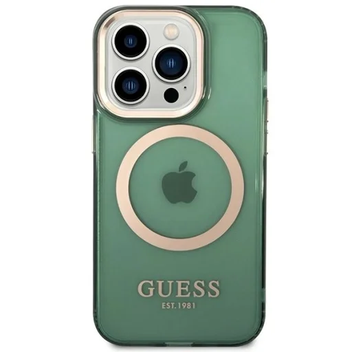 Guess GUHMP14XHTCMA iPhone 14 Pro Max 6.7" green/khaki kemény tok Gold Outline Translucent MagSafe tok - 3