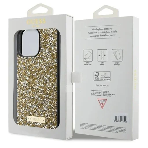 Guess Rhinestone Metal Logo tok iPhone 15 Pro - sárga - 8