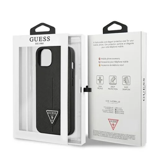 Guess GUHCP14MPSATLK iPhone 14 Plus 6,7" fekete/fekete hardcase SaffianoTriangle Logo tok - 8