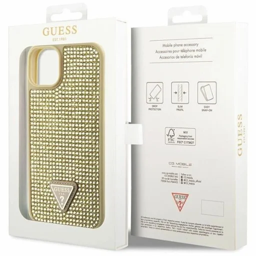 Guess GUHCP14MHDGTPD iPhone 14 Plus 6.7" arany/arany keménytok Rhinestone Triangle tok - 8