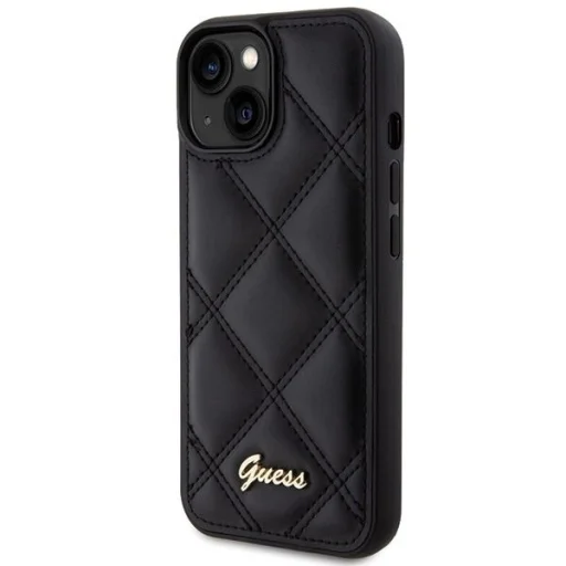 Guess Quilted Metal Logo tok iPhone 15 - fekete - 2