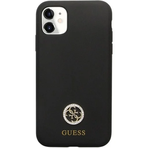 Guess GUHCN614DGPK tok iPhone 11 - Fekete Szilikon Logó Strassz 4G - 3