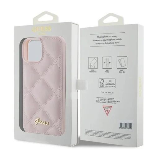 Guess Quilted Metal Logo tok iPhone 15 - rózsaszín - 8