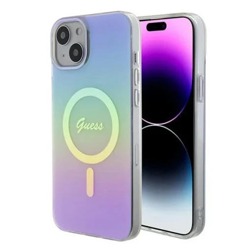 Guess IML Iridescent MagSafe tok iPhone 15 Plus - lila tok - 1