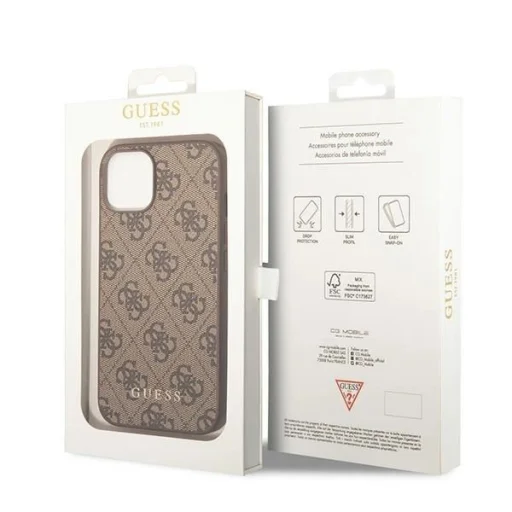 Guess GUHCP15MG4GFBR iPhone 15 Plus 6.7" barna/barna kemény tok 4G Metal Gold Logo - 8