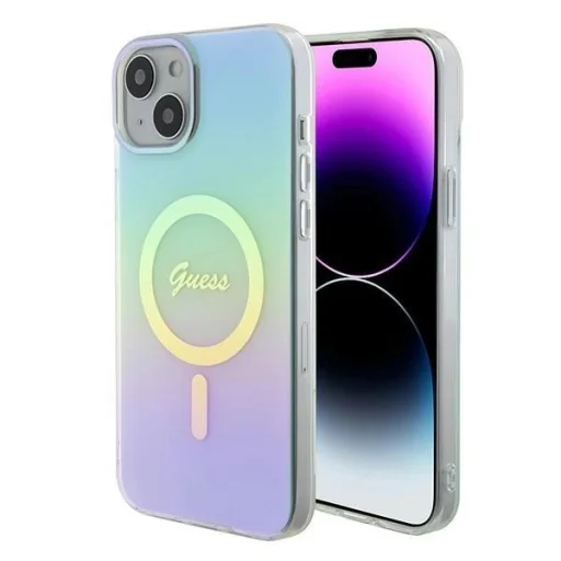 Guess GUHMP15MHITSQ iPhone 15 Plus 6.7" türkiz/türkiz telefontok IML Iridescent MagSafe tok - 1