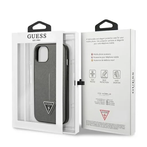 Guess GUHCP14MPSATLG iPhone 14 Plus 6.7" ezüst/ezüst kemény tok SaffianoTriangle Logo tok - 8