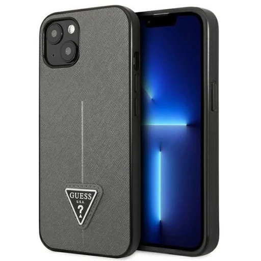 Guess GUHCP14MPSATLG iPhone 14 Plus 6.7" ezüst/ezüst kemény tok SaffianoTriangle Logo tok - 1