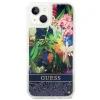 Guess GUHCP14SLFLSB iPhone 14 6.1" kék keménytok Flower Liquid Glitter thumbnail