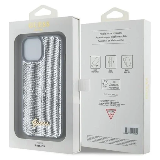 Guess Sequin Script Metal tok iPhone 15 - ezüst - 8