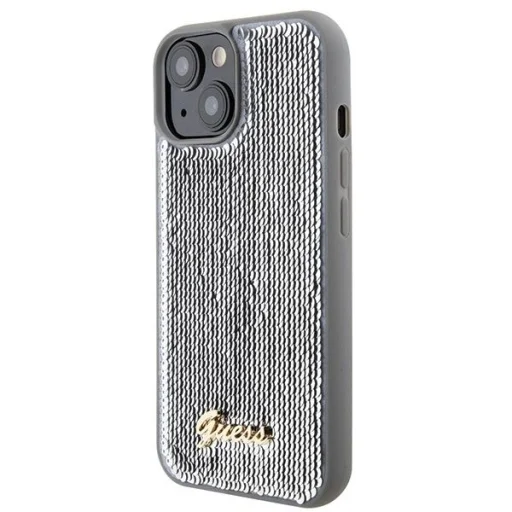 Guess Sequin Script Metal tok iPhone 15 - ezüst - 2