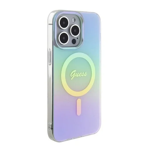 Guess GUHMP15XHITSQ iPhone 15 Pro Max türkiz/türkiz keménytok IML Iridescent MagSafe tok - 4