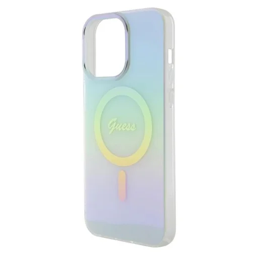 Guess GUHMP15XHITSQ iPhone 15 Pro Max türkiz/türkiz keménytok IML Iridescent MagSafe tok - 6