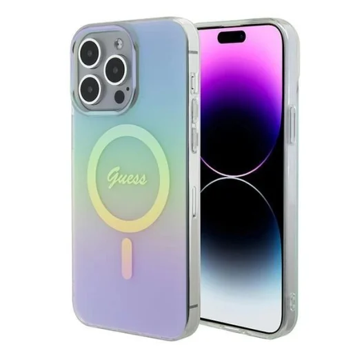 Guess GUHMP15XHITSQ iPhone 15 Pro Max türkiz/türkiz keménytok IML Iridescent MagSafe tok - 1